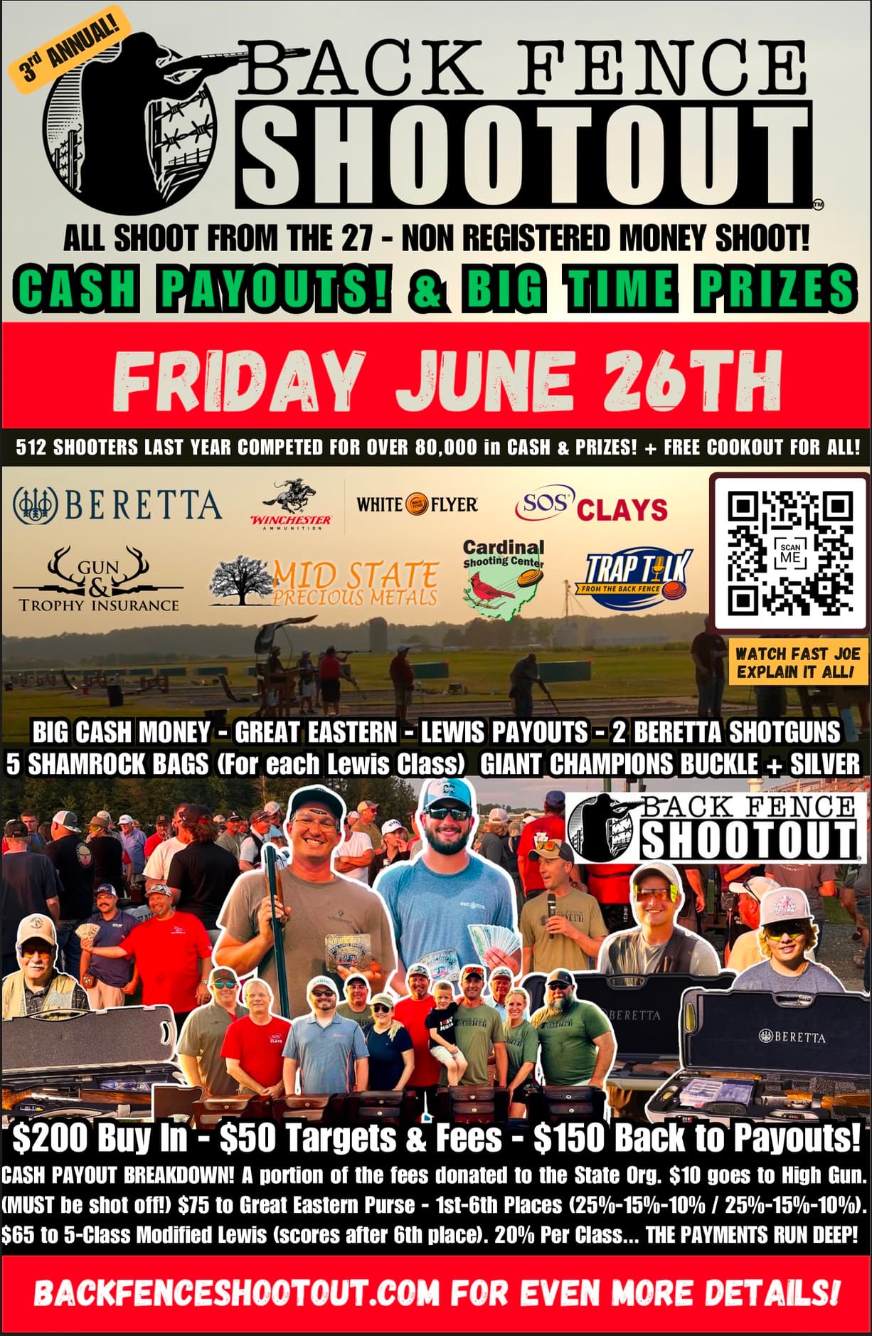 Back Fence Shootout 2026 — Friday June 26th, non-registered money shoot flyer