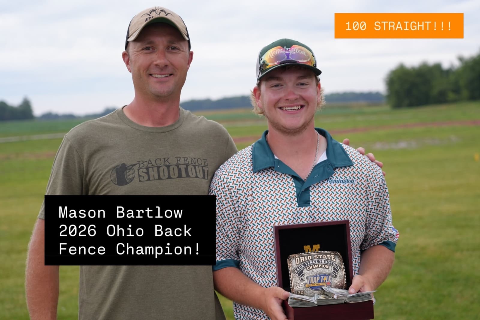 Mason Bartlow, 2026 Ohio Back Fence Shootout champion, after shooting 100 straight